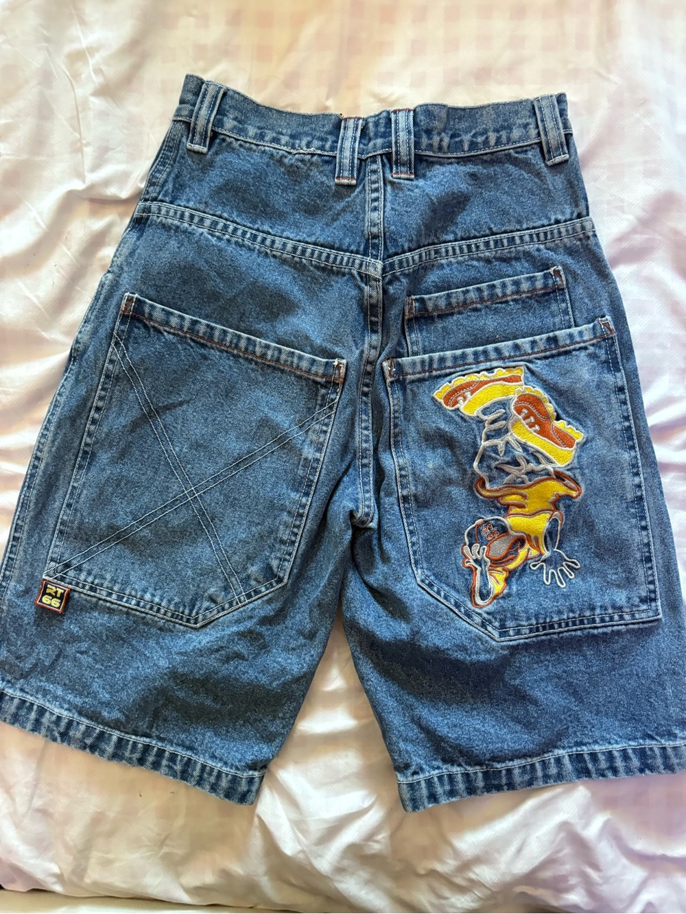 Denim Shorts with Cartoon Patch - Blue